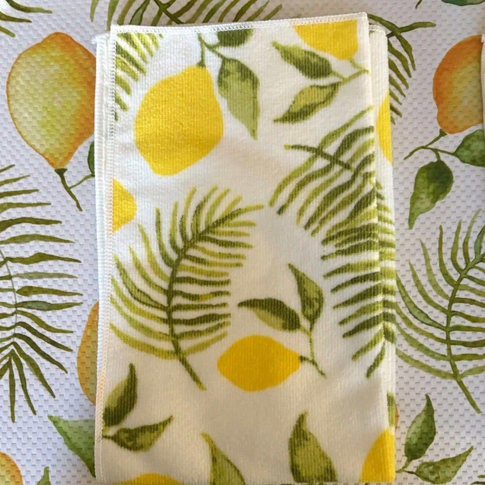 Temp-Tations Lemon and Leaf Kitchen or Bath Towels and Mat